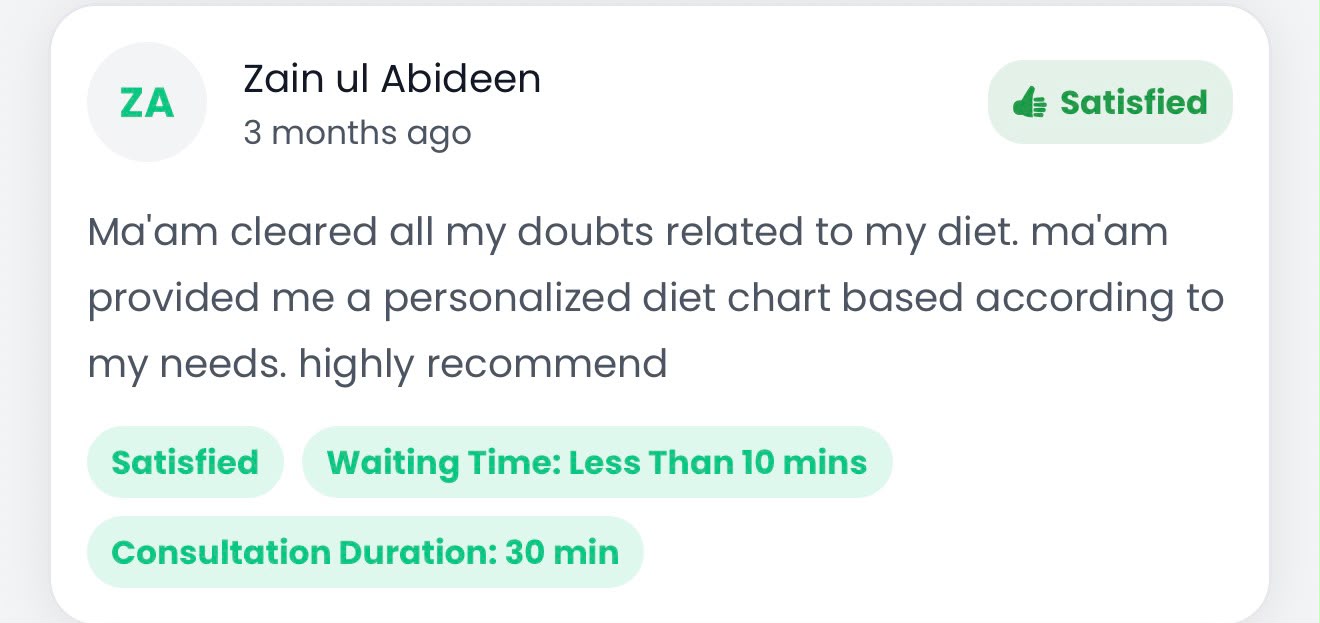 Original feedback screenshot: Zain ul Abideen